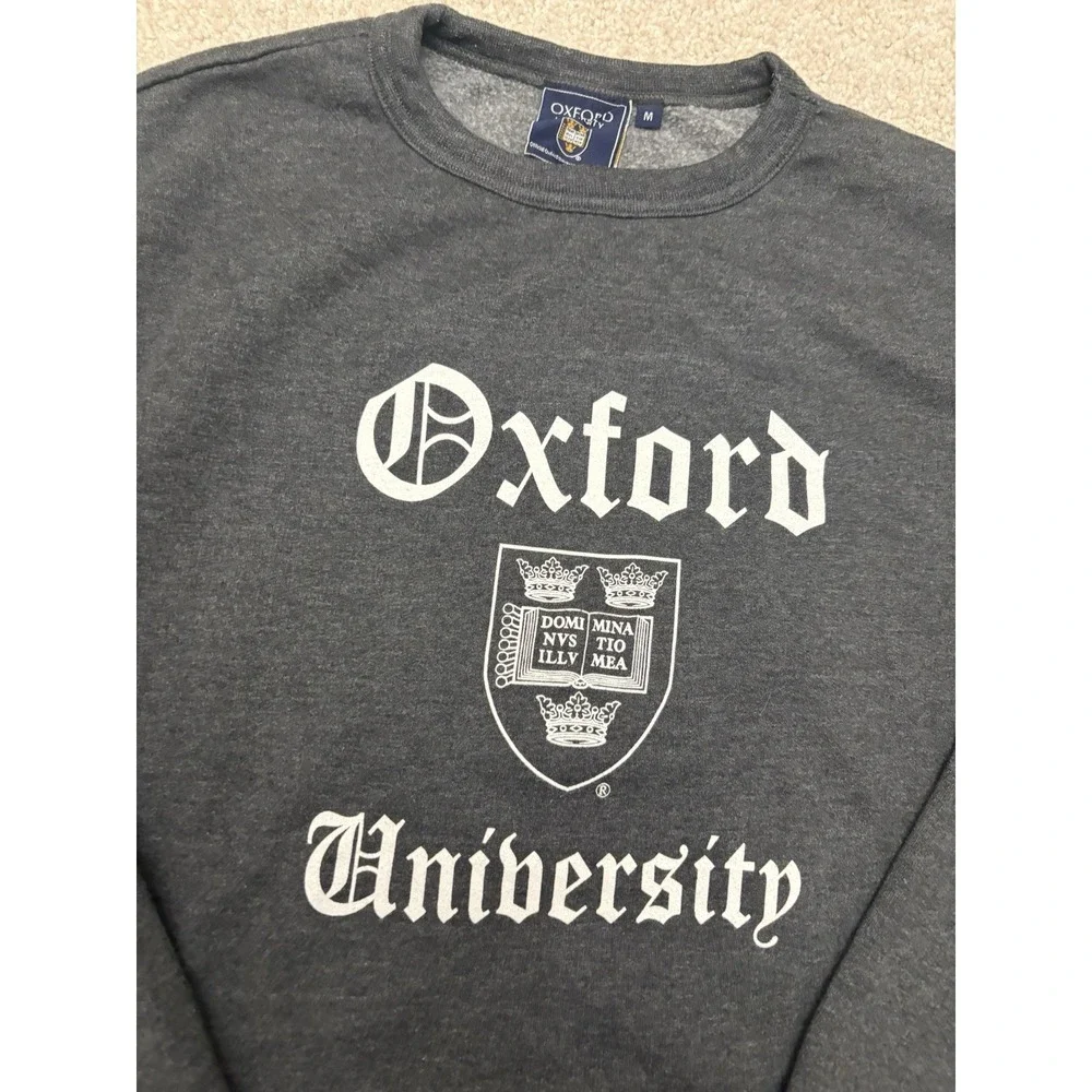Women's Oxford Gray Crewneck Sweater Preppy College Size Medium - Picture 2 of 5